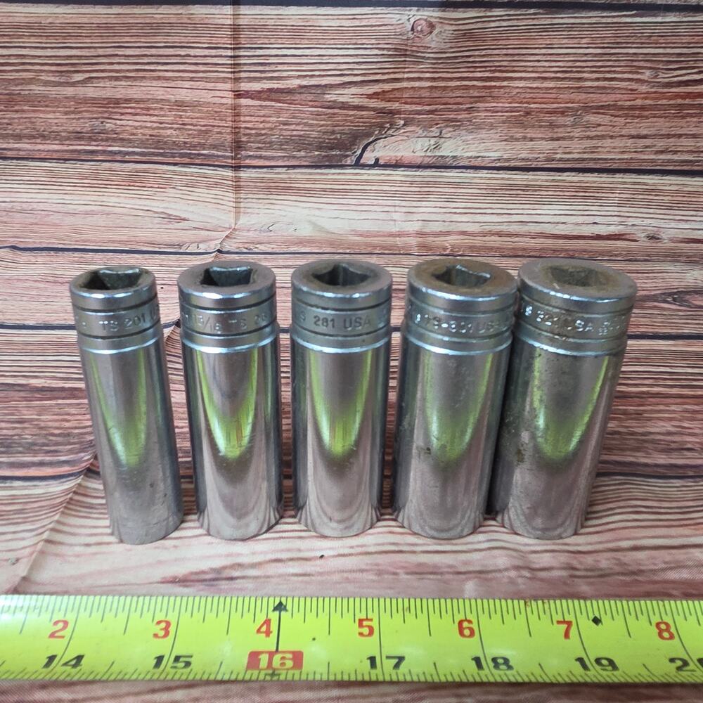 Snap-on 1/2 drive standard deep sockets  5/8,13/16,7/8,15/16,1" 5 pieces
